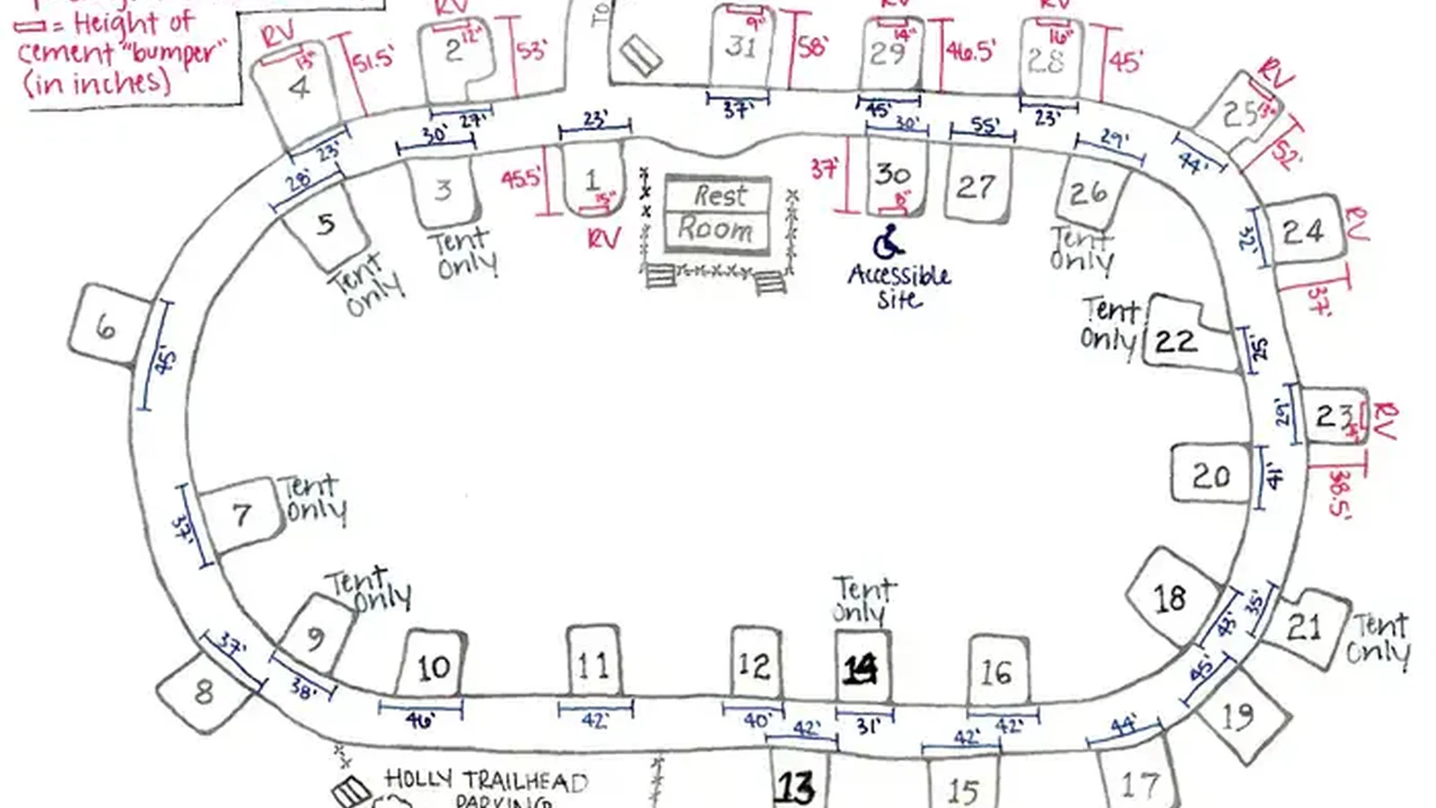 Blueprint map of Hovenweep Campground