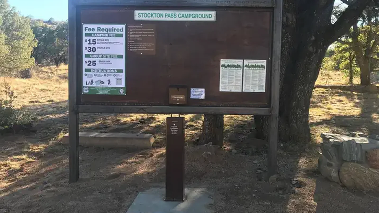 Stockton Pass Fee Board