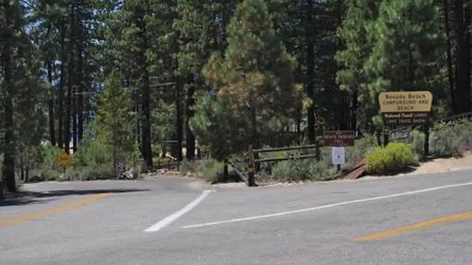Entrance to Nevada Beach Campground and Day Use Pavilion