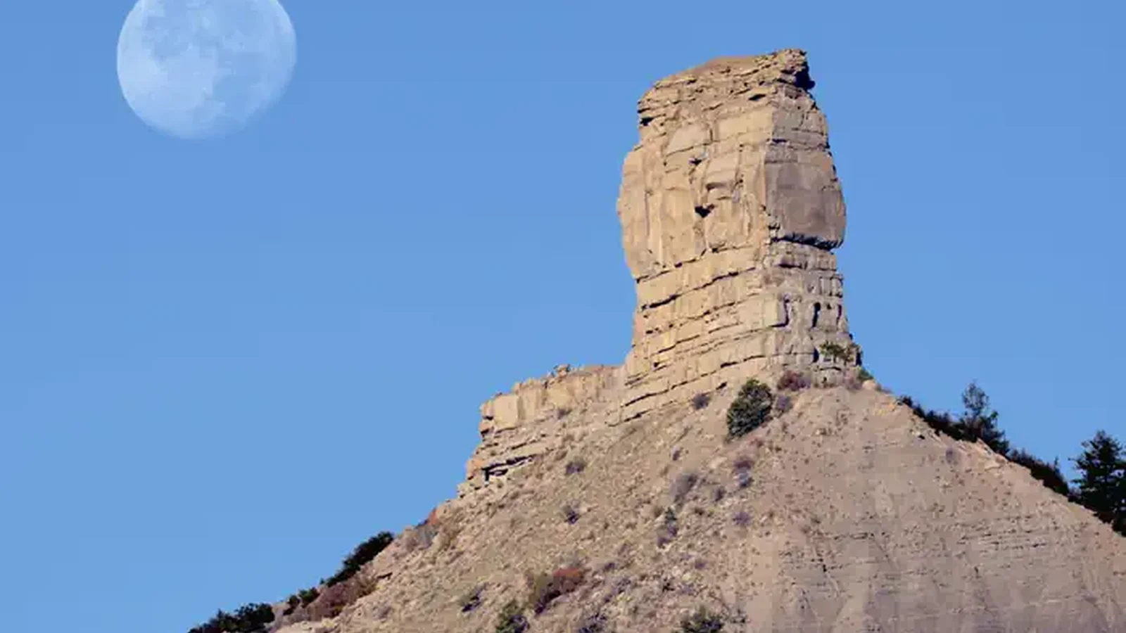 Moon over Chimney Rock
