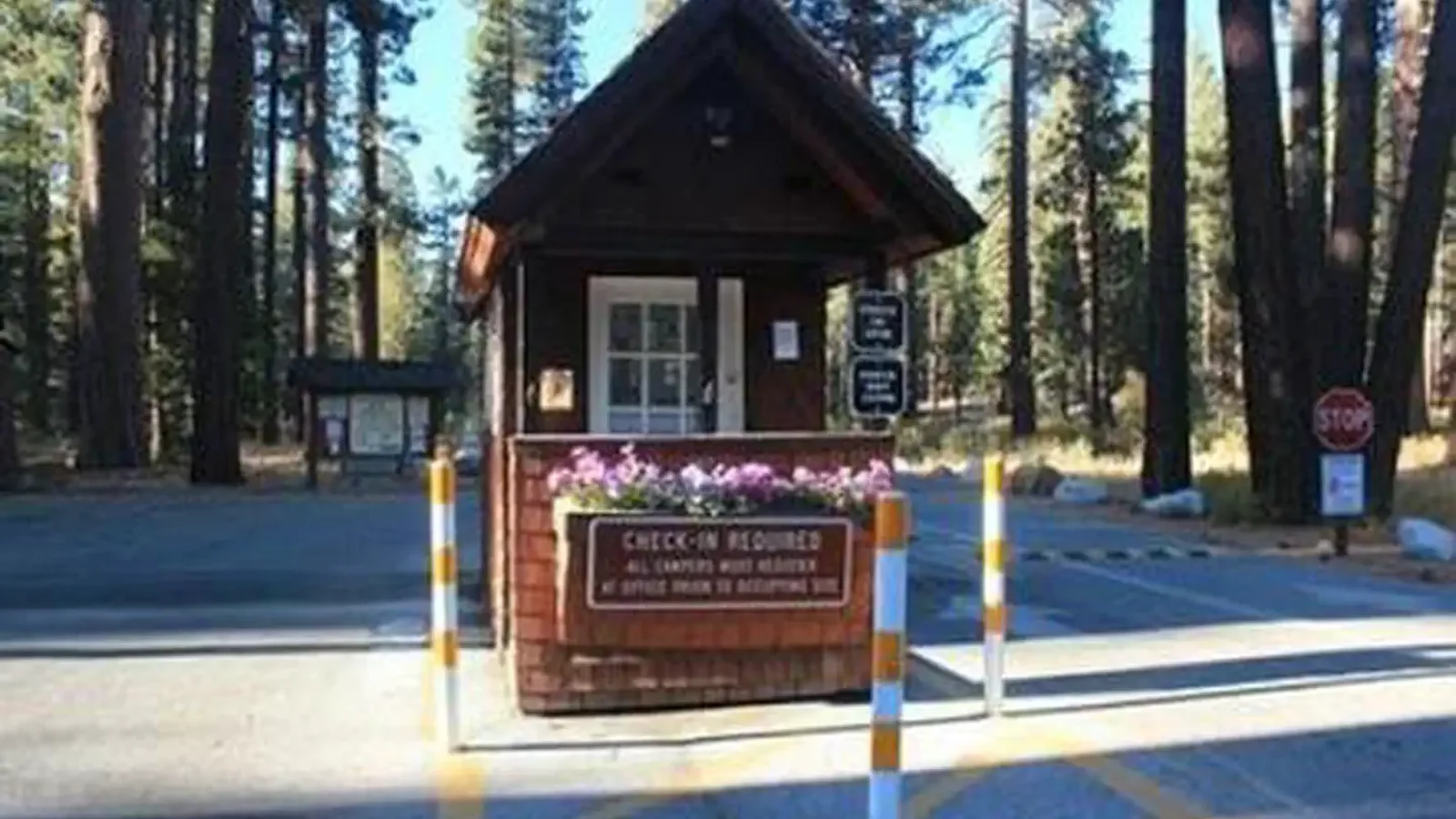 Entrance kiosk to Fallen Leaf Campground