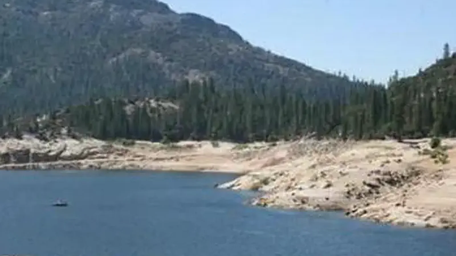A shallow mountain lake