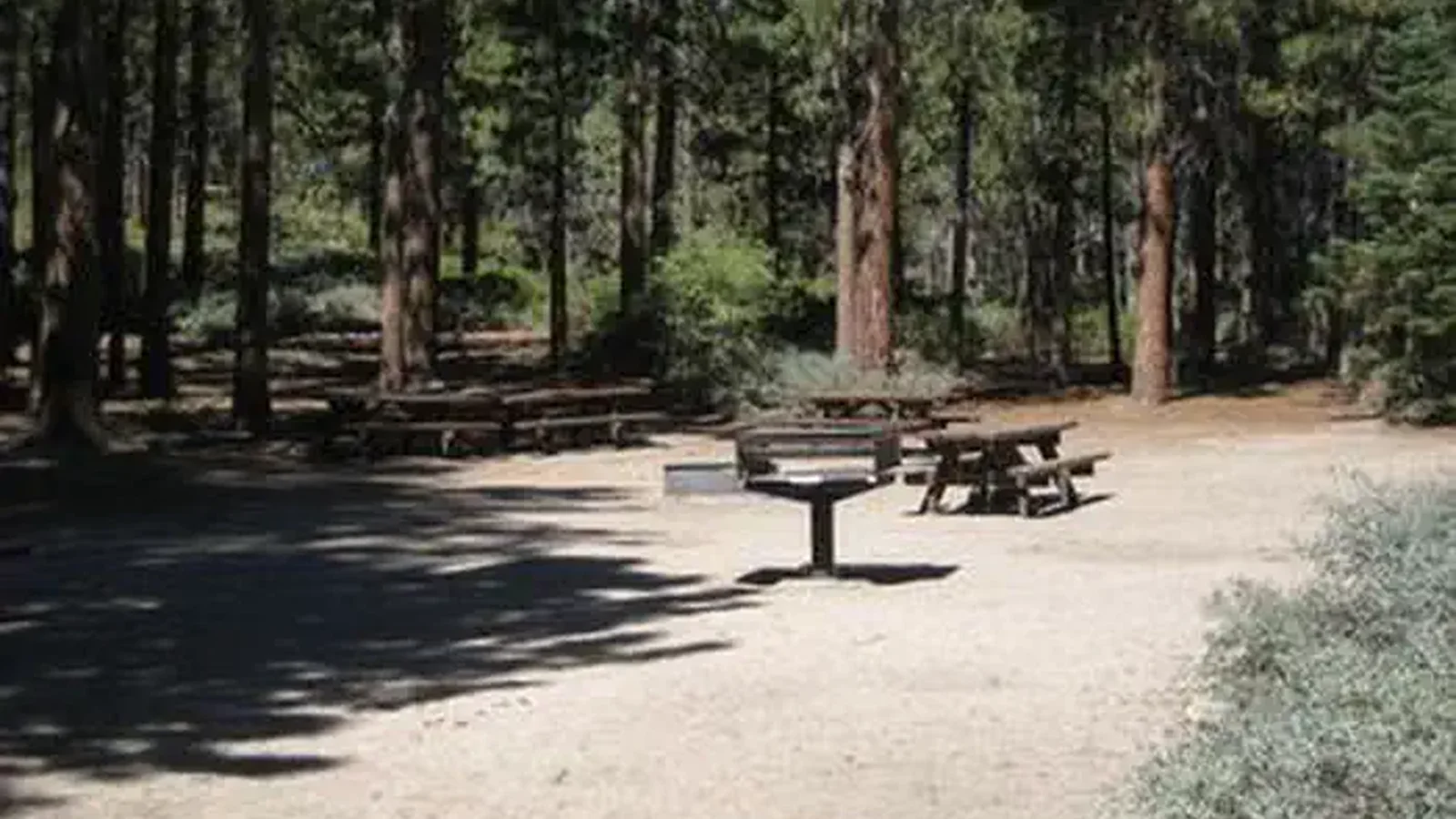 Boulder Group Campground picnic tables and barbecue grill
