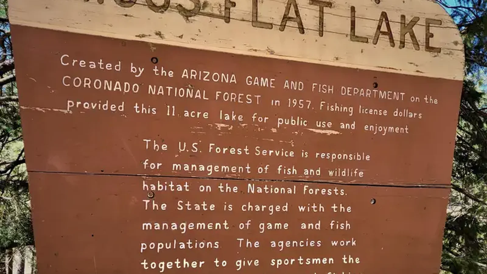Riggs Flat Lake Sign