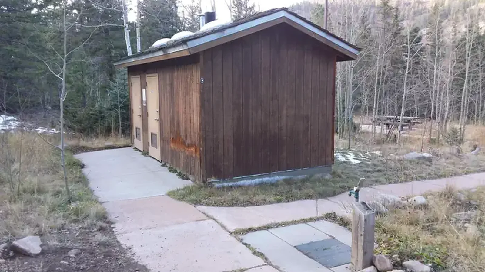 Agua Piedra Campground Restrooms next to a water spout