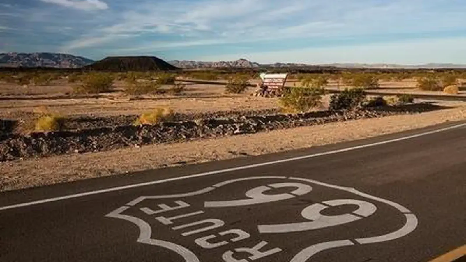 Route 66 in front of Amboy Crater