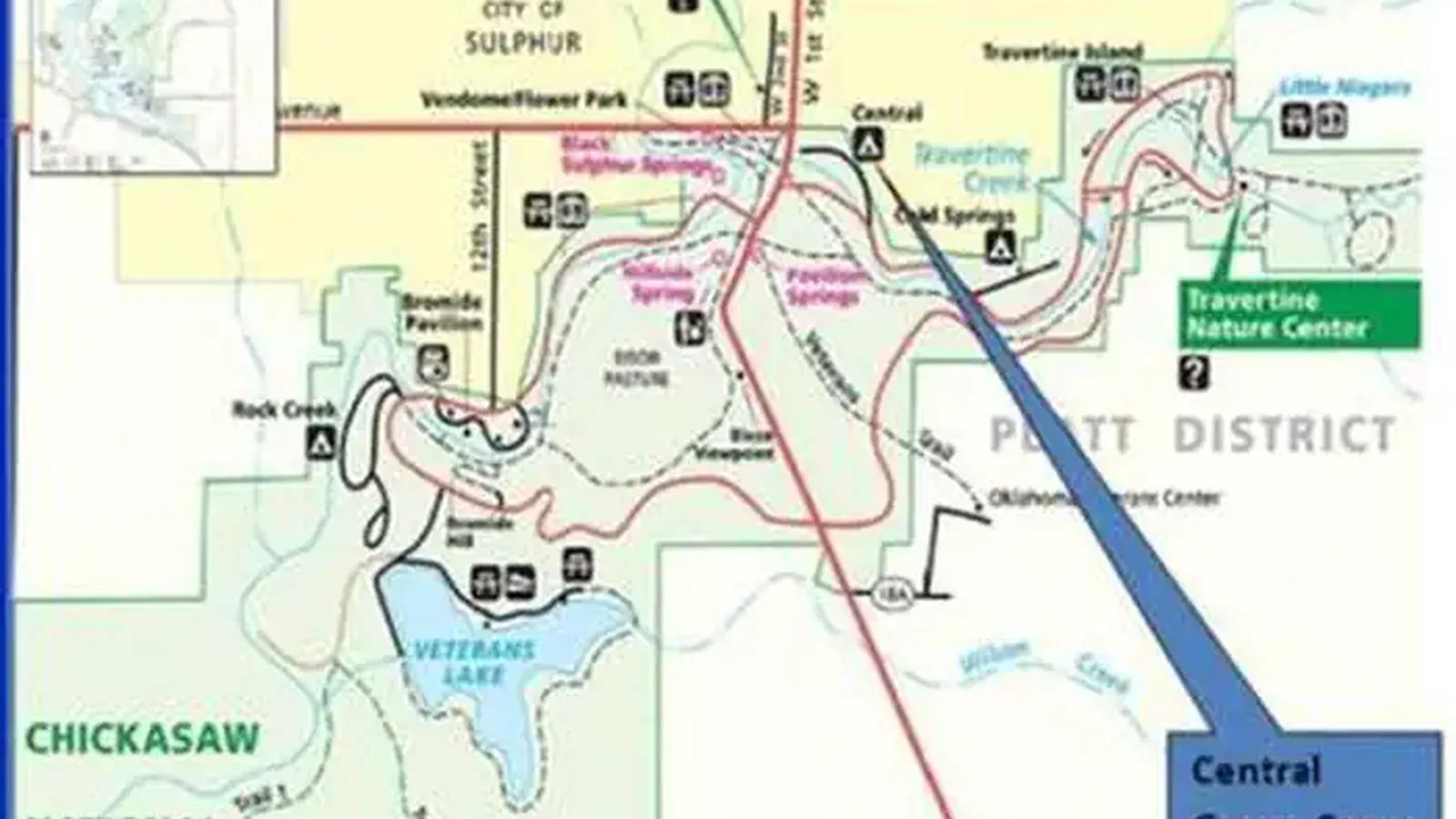 Map of where Central Group Campground in located.