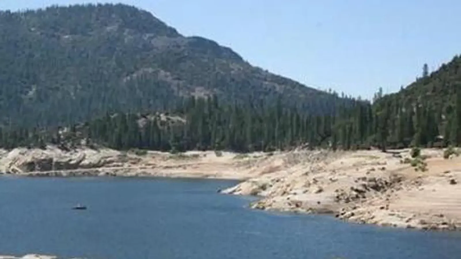 A shallow mountain lake