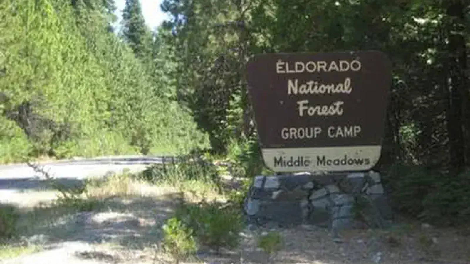 MIDDLE MEADOWS Group Campground Entrance Sign.