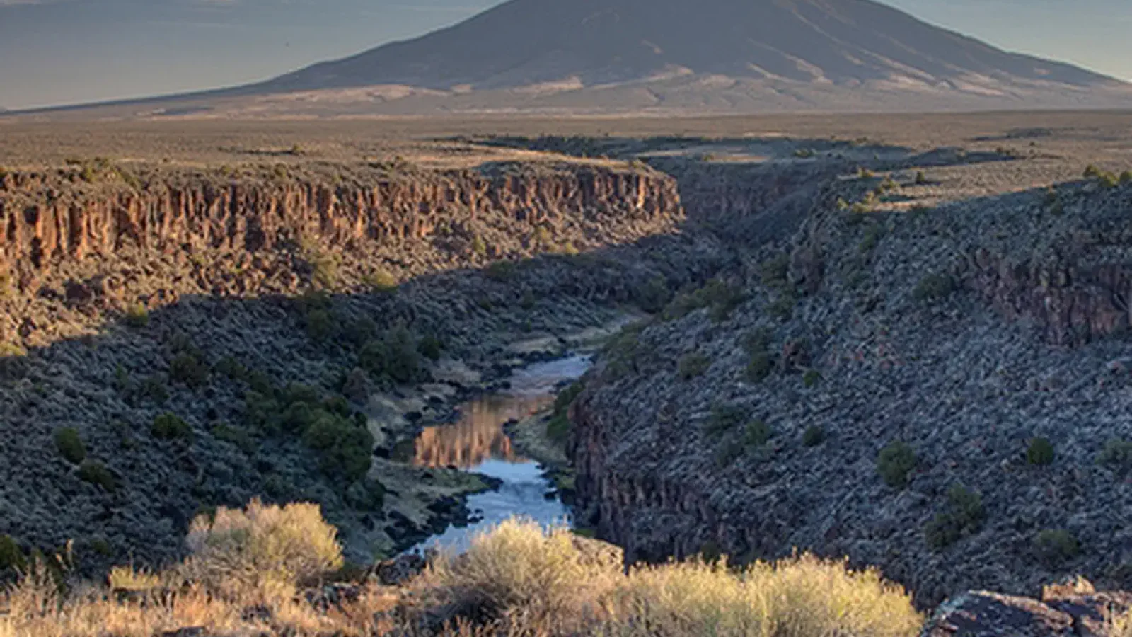 The Rio Grande Gorge with Ute Mountain in the distance.