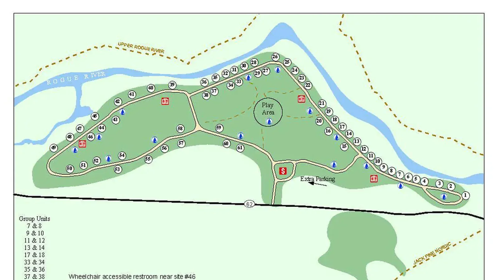 Farewell Bend Campground Map