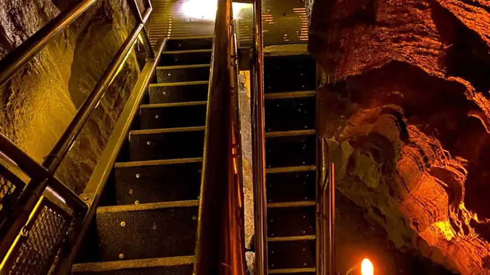 Stairs descending in single file