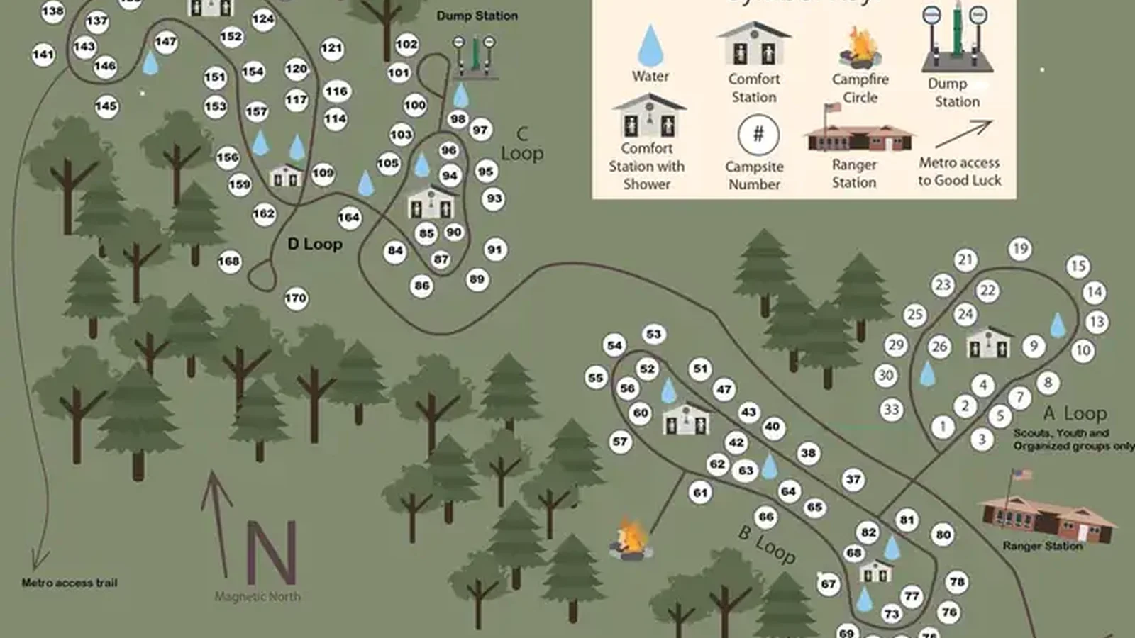 Map of the Greenbelt Park  NPS Campground Greenbelt, Maryland