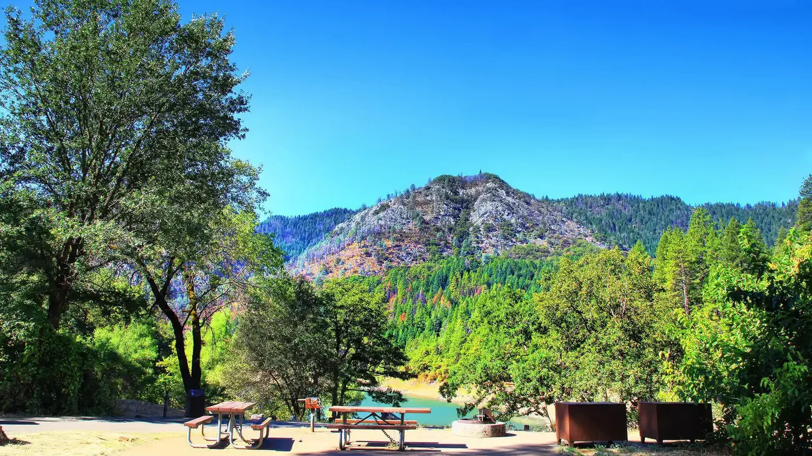 McCloud Campground at full pool Mountain View