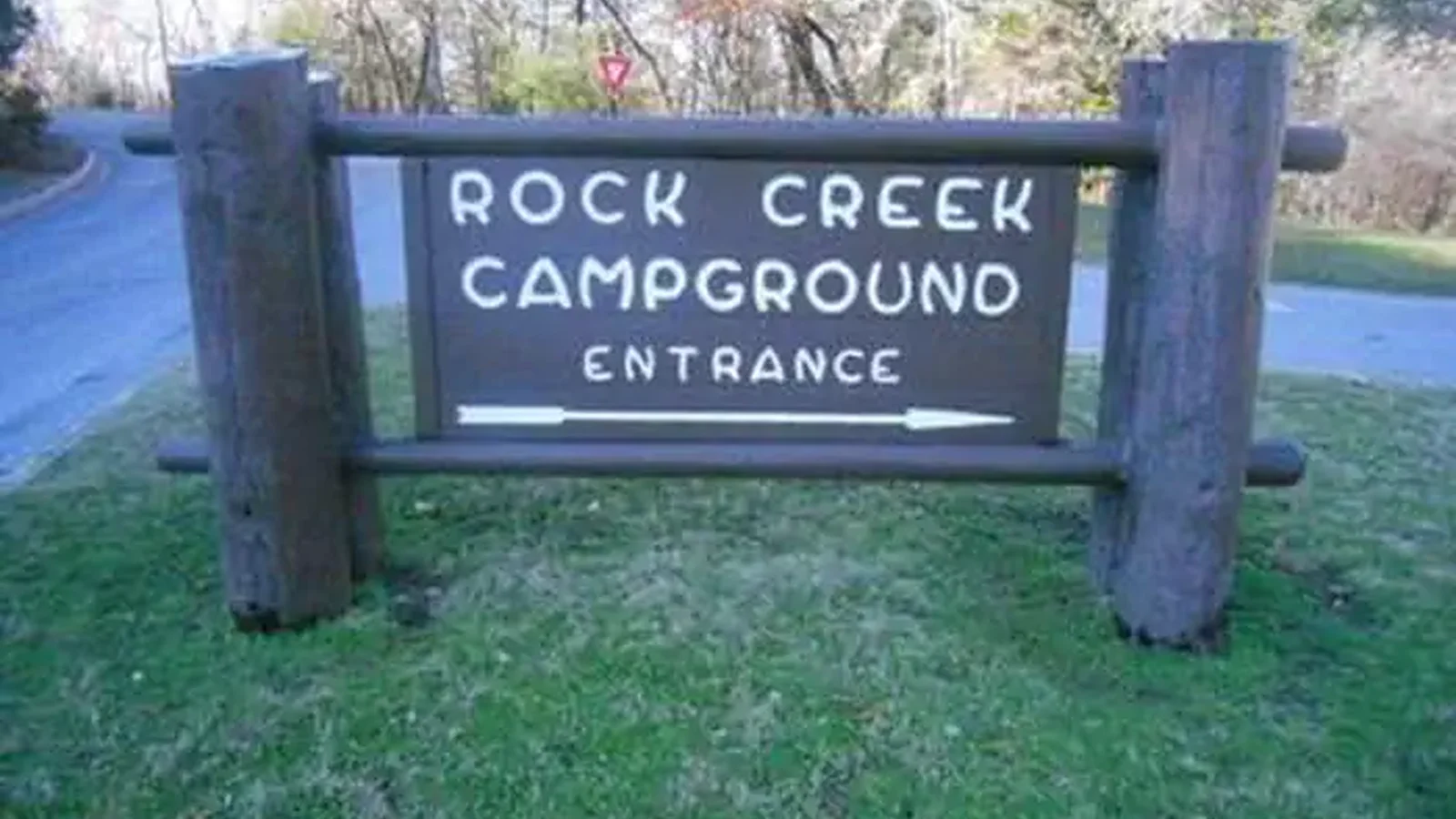 The entrance sign for Rock Creek Group campsite