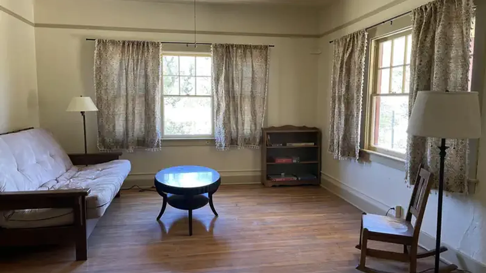 Living room with queen-sized futon