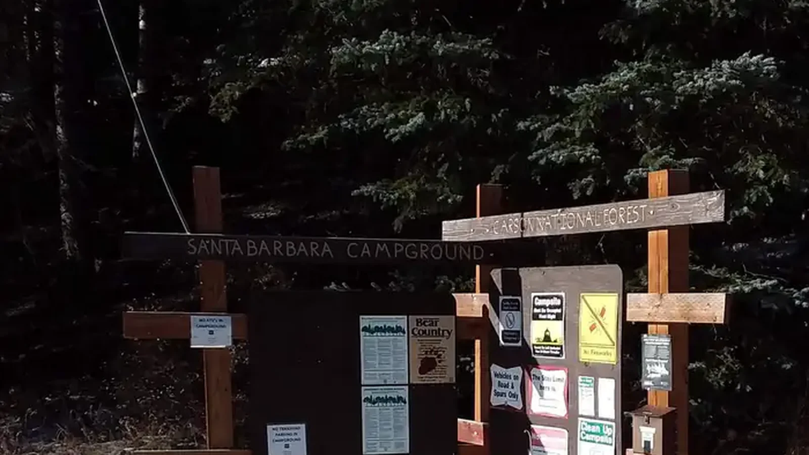 Santa Barbara info board with posters