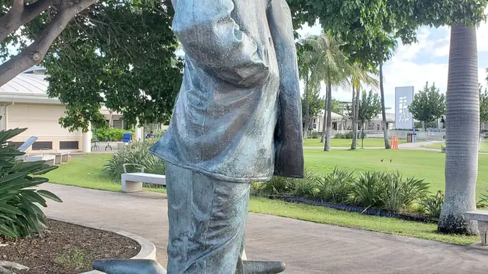 The Pearl Harbor National Memorial Lone Sailor Statue.