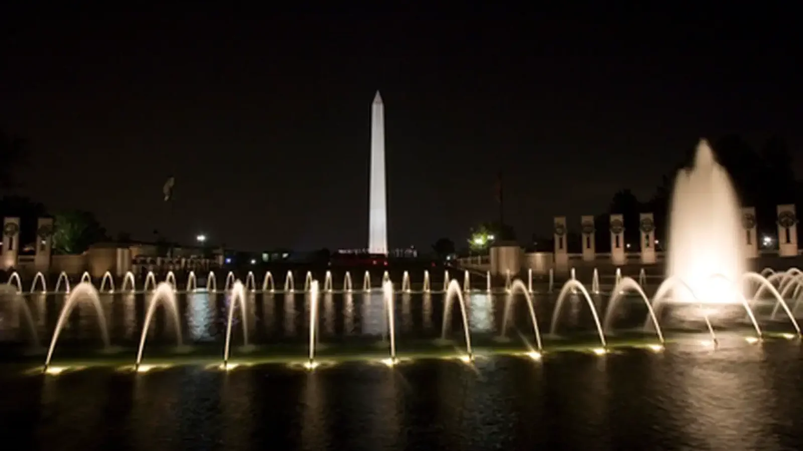 The World War II Memorial at night
