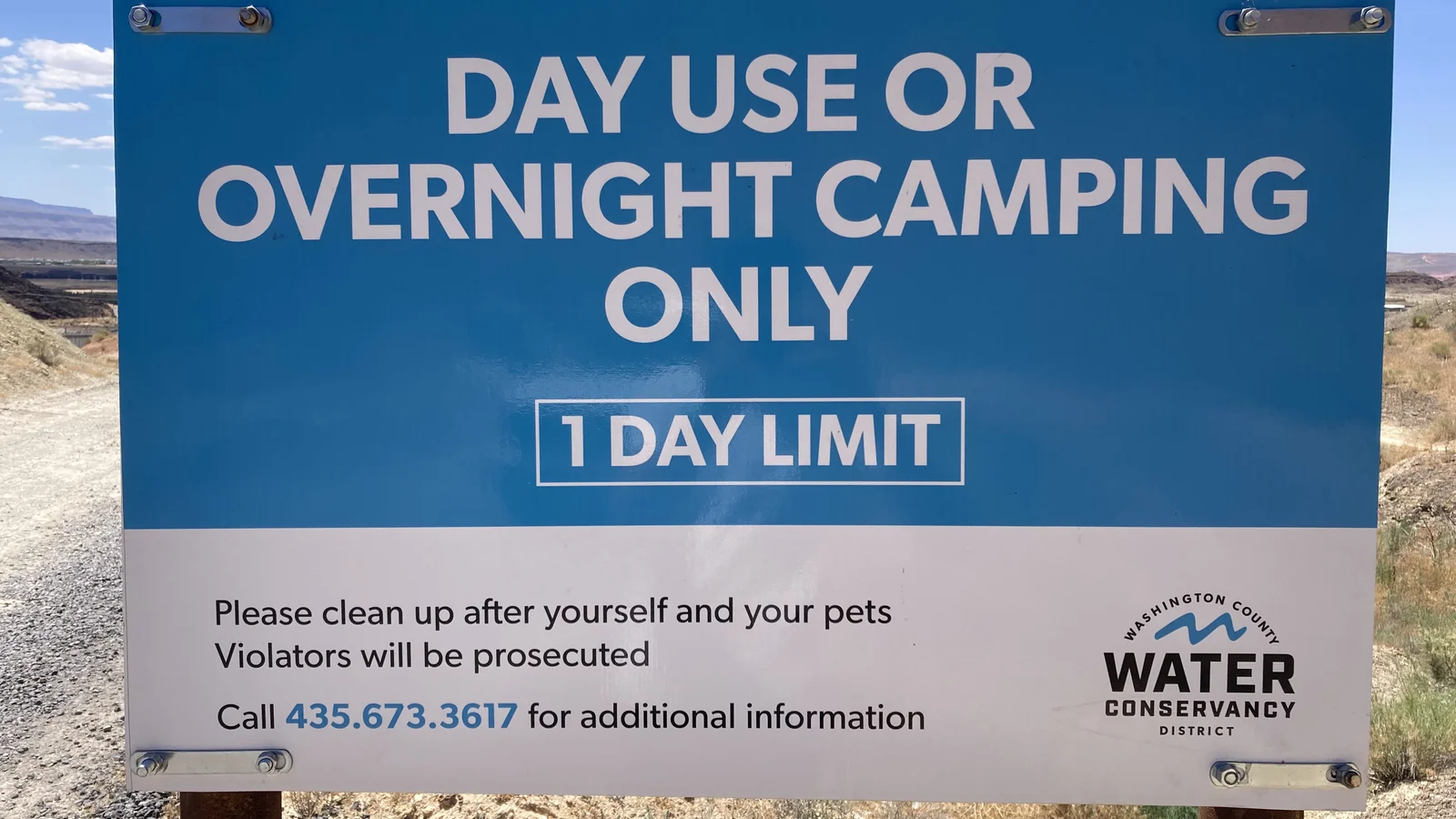 Washington County Water Conservancy entrance sign