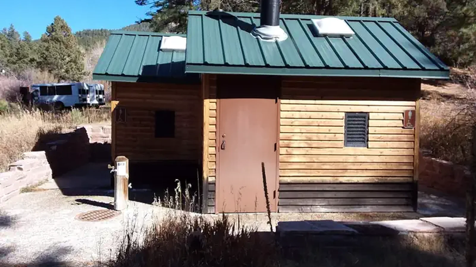 On-site vault toilets.