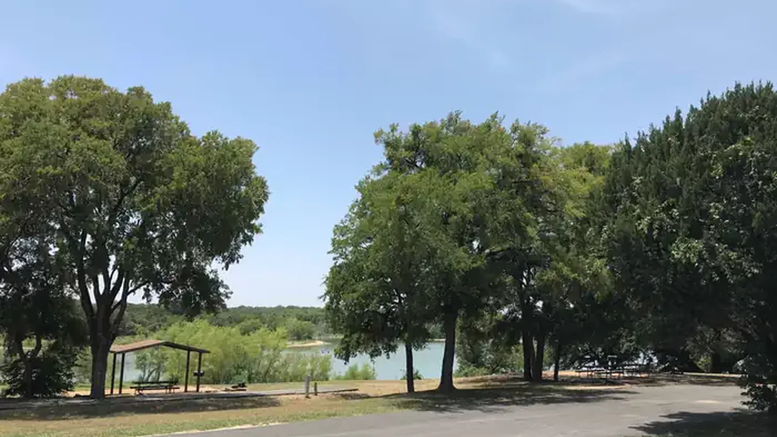 Campsite with Waco Lake in background