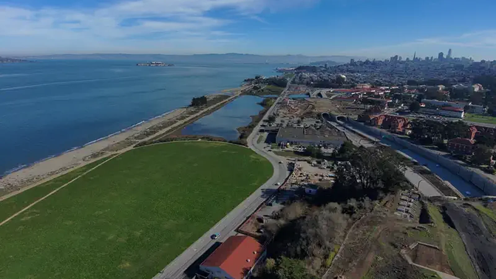 Crissy Field with San Francisco skyline in background
