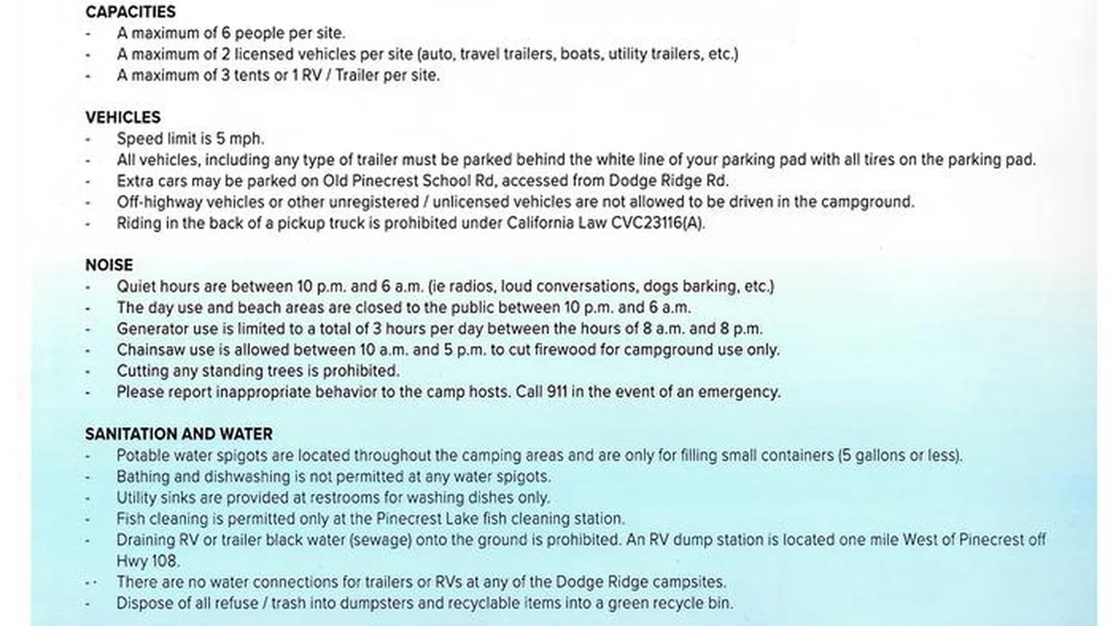 Campground Rules
