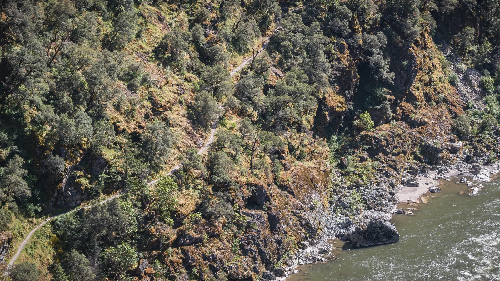 View of Rainie Falls Trail from above