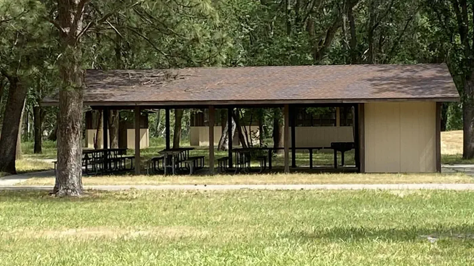 Picnic pavilion with shade trees