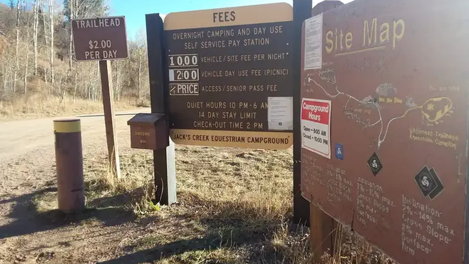 Information and Fee Station at Jacks Creek Trailhead